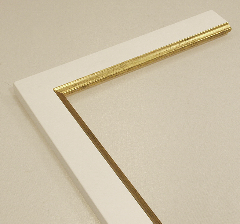 mm Profil flach, Fotorahmen 30 Rahmenleiste Bilderrahmen Holz klassisch Breite weiß-gold